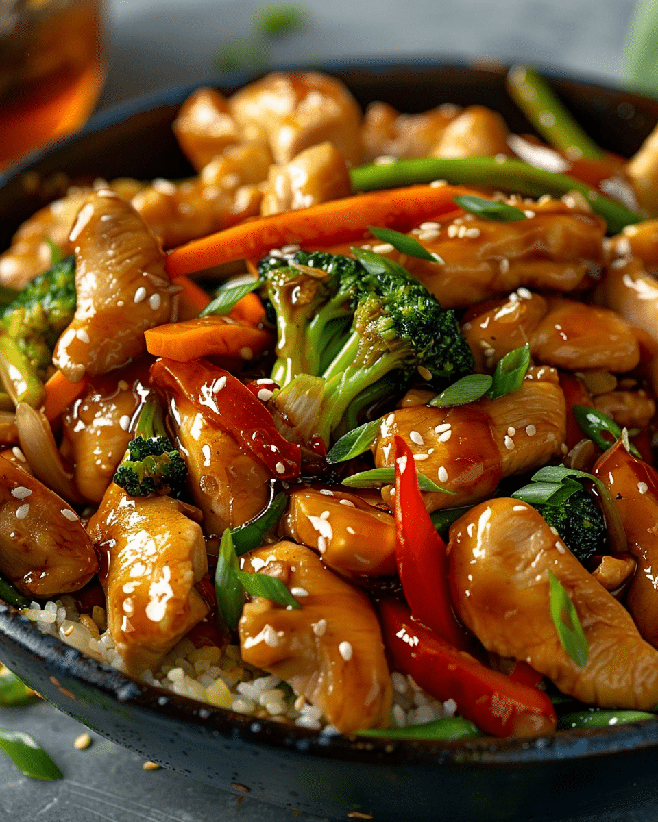 Hexagonal Honey-Glazed Chicken Stir-Fry