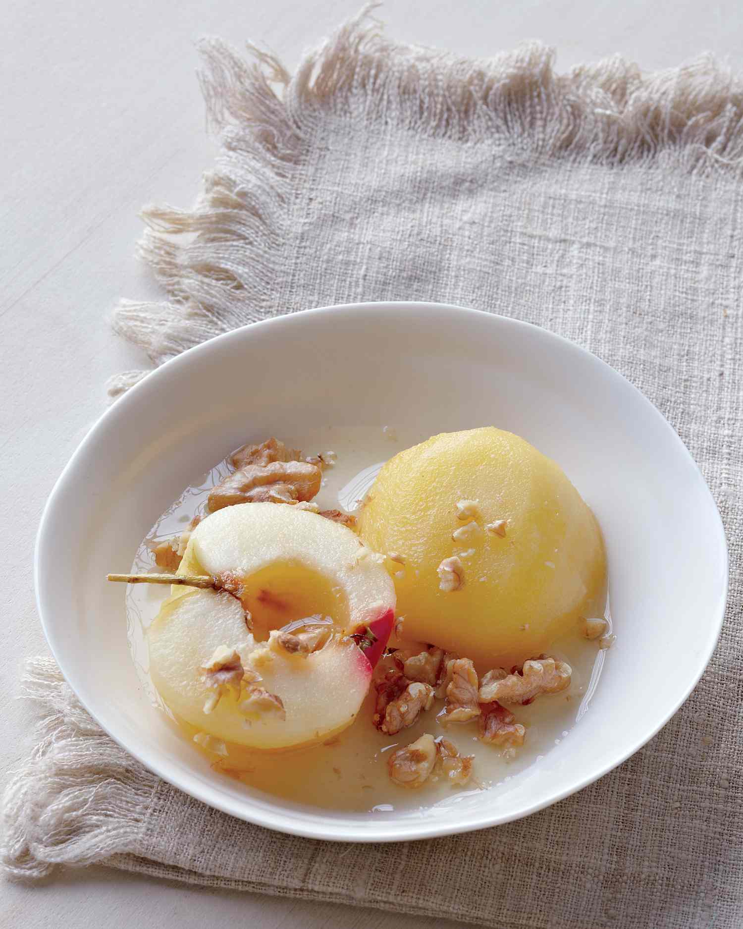 Spiced Chai Poached Apples with Masala Cream