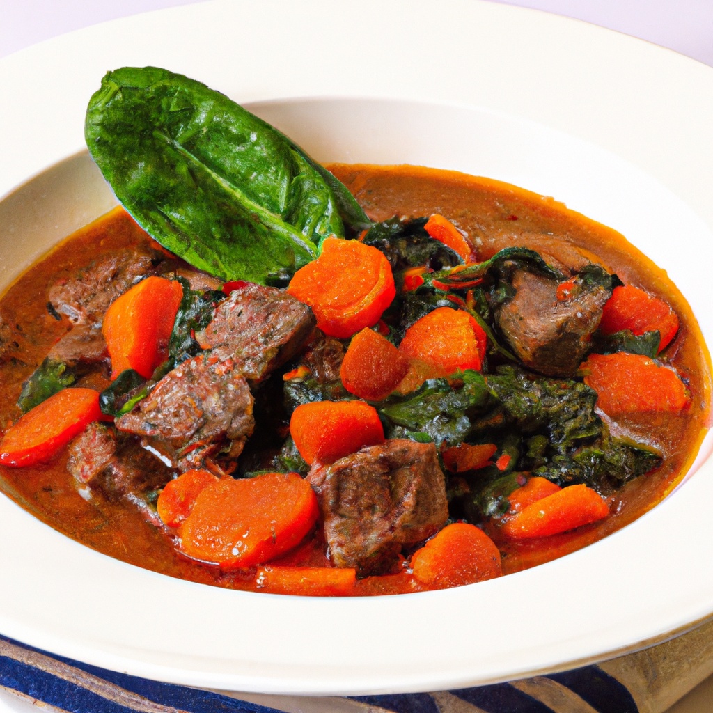 Stewed Tanzanian Beef with Cassava and Spinach