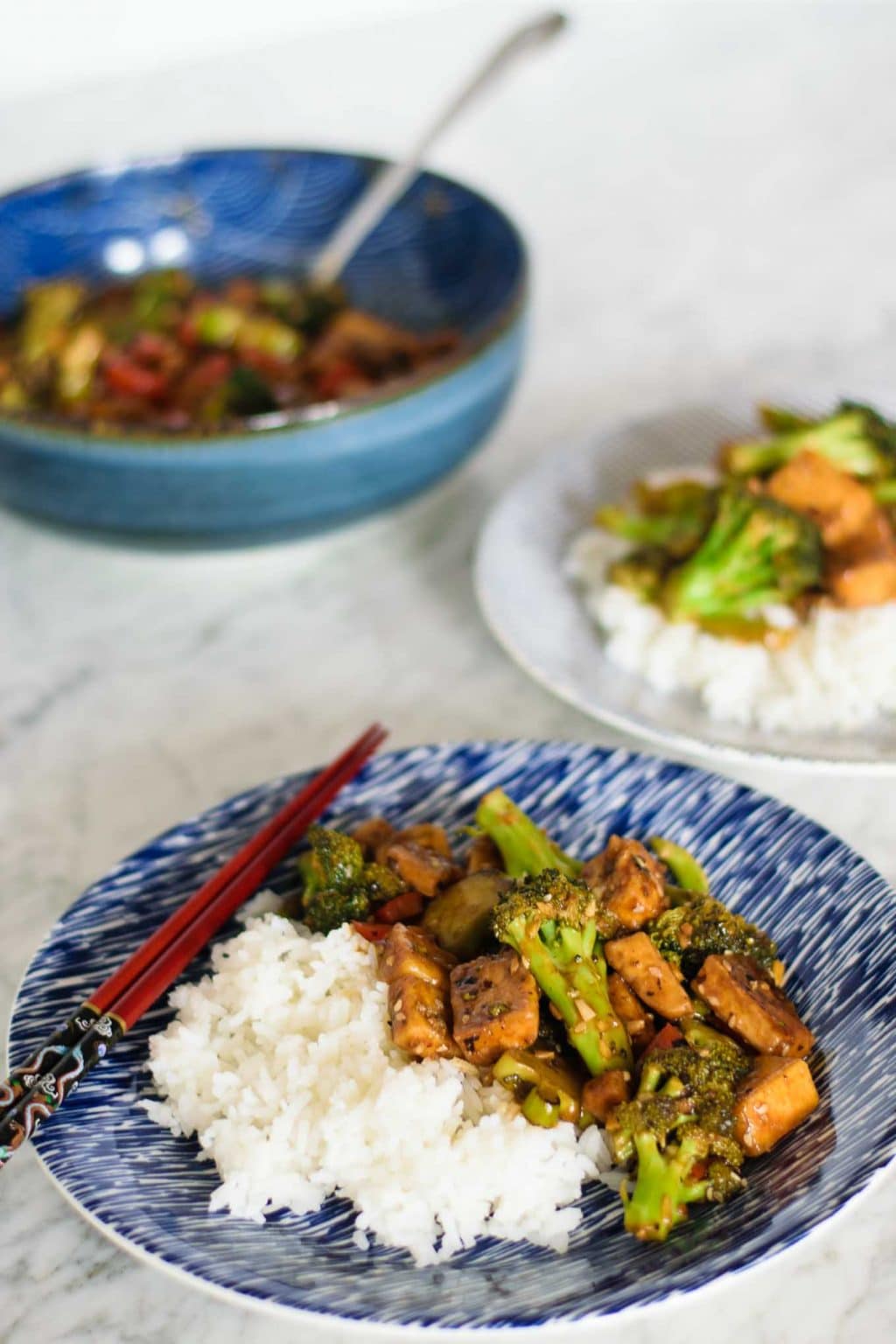 Stir-Fried Tofu and Broccoli in Garlic Black Bean Sauce