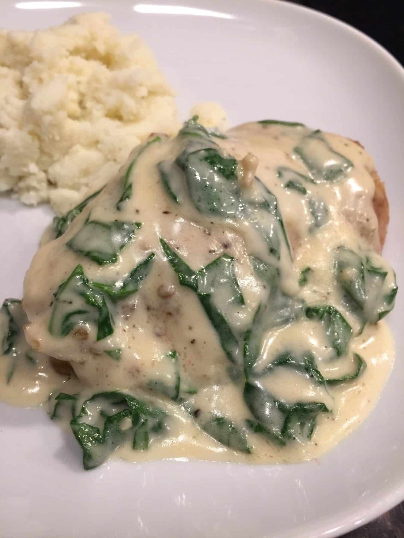Sautéed Chicken Thighs with Roasted Garlic and Spinach