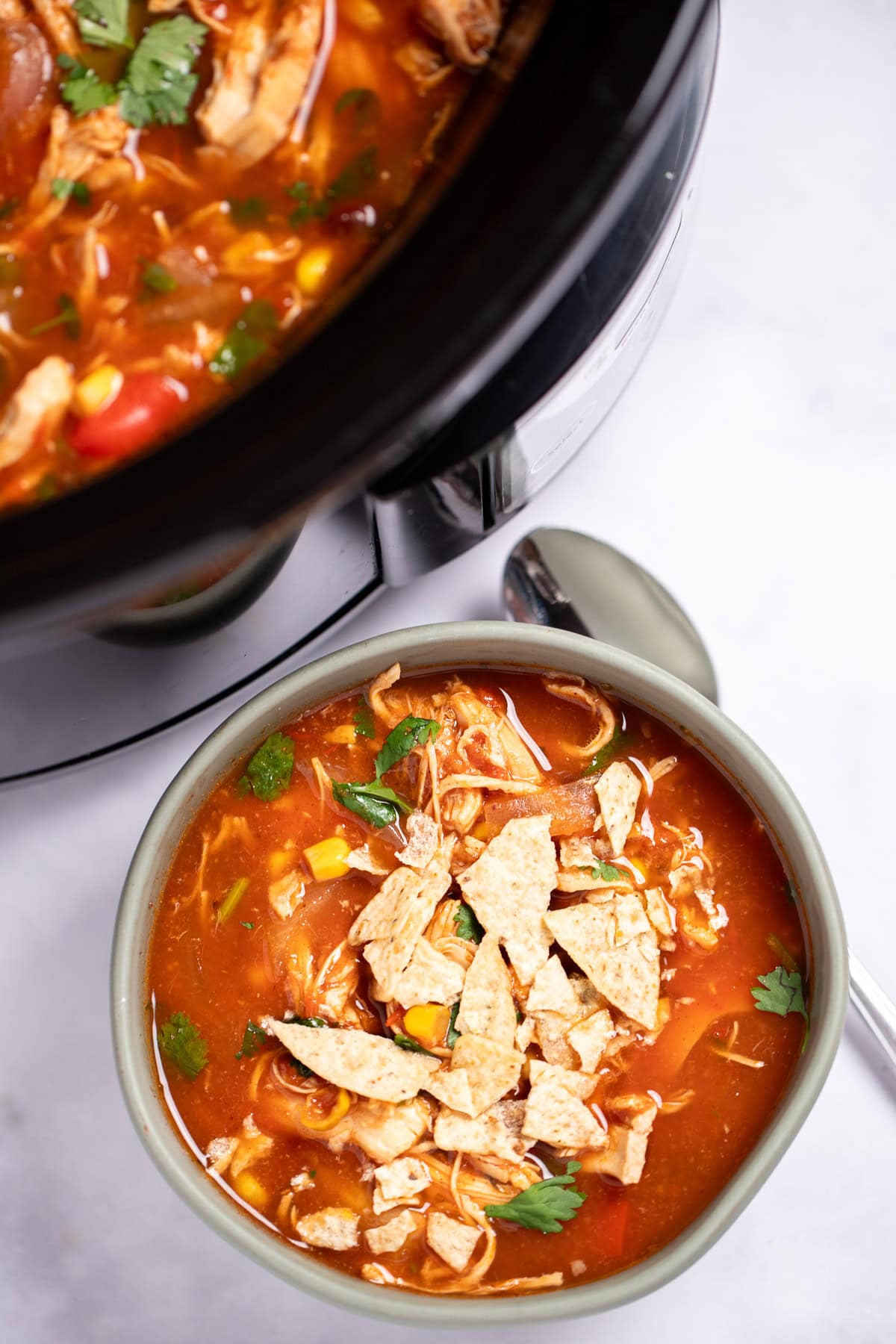 Slow-Simmered Chicken Tortilla Soup with Roasted Tomato