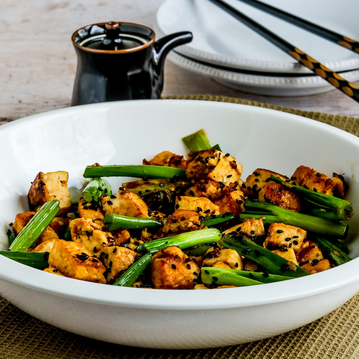 Stir-Fried Tofu with Ginger-Soy Glaze and Scallions