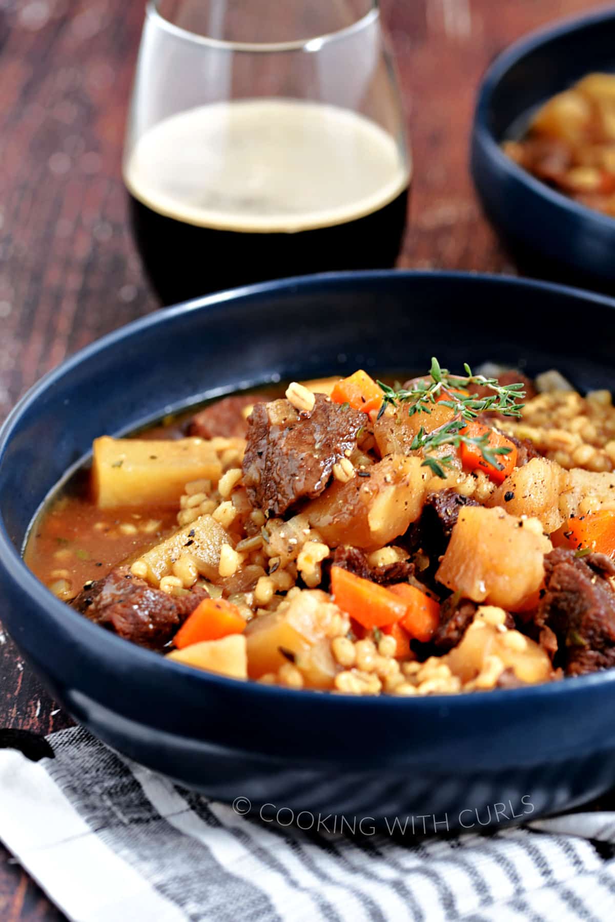 One-Pot Beef and Barley Stew with Root Vegetables