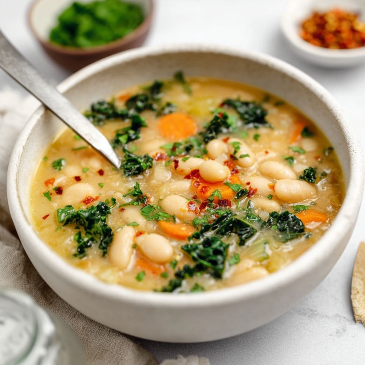 Creamy Italian White Bean and Kale Soup with Parmesan