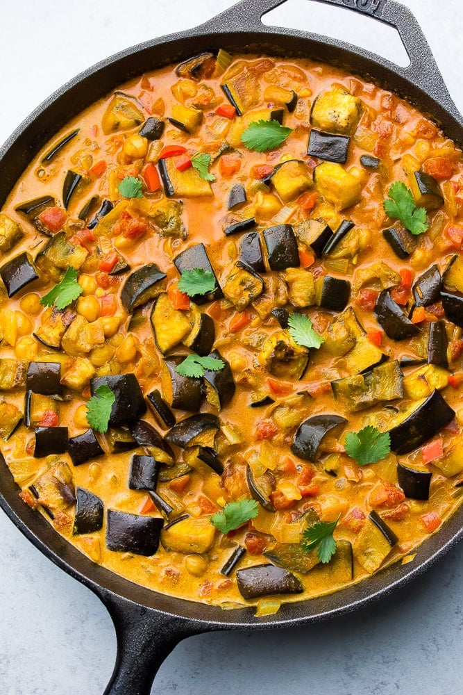 One-Pot Coconut Curry Eggplant and Chickpea Stew