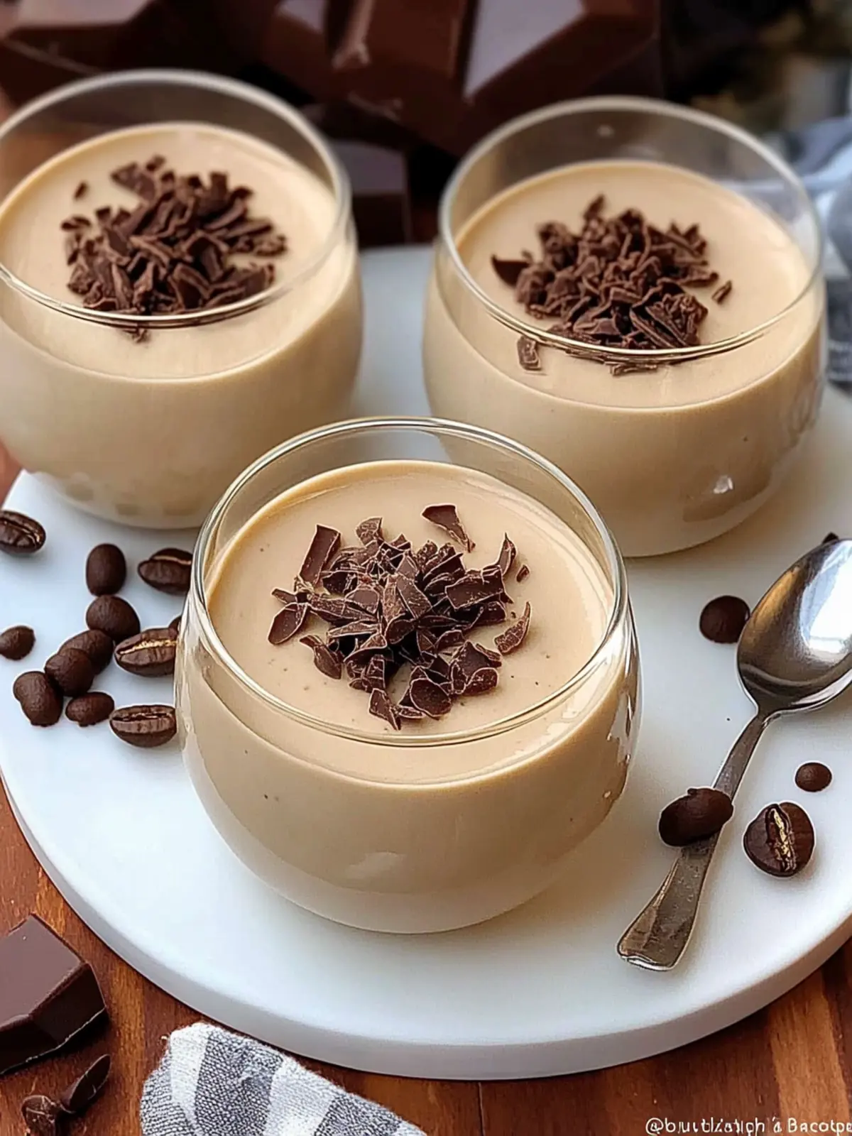 Espresso Panna Cotta with Dark Chocolate Shavings