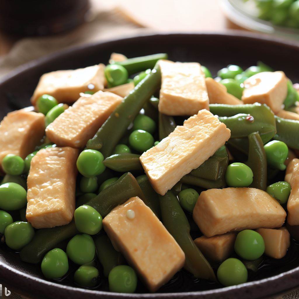 Stir-Fried Tofu with Black Bean Garlic Sauce and Snow Peas