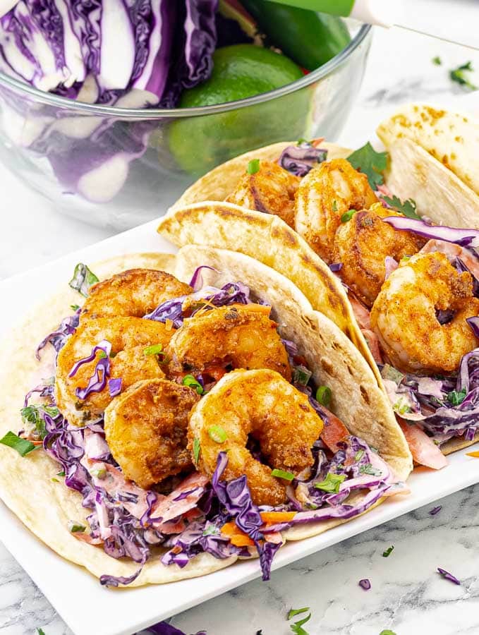 Cajun-Spiced Shrimp Tacos with Creamy Slaw
