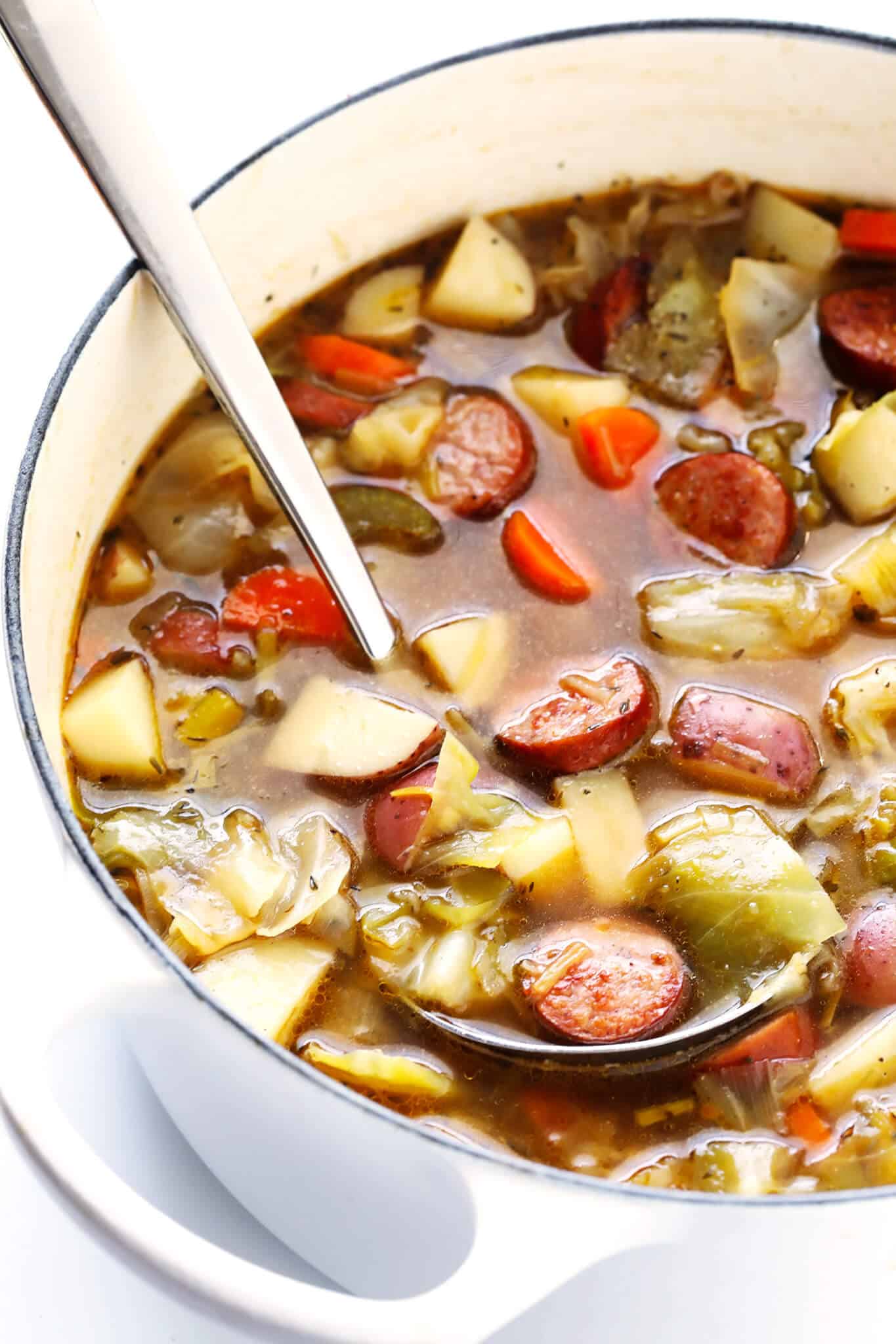Sautéed Sausage and Cabbage Soup with Potatoes