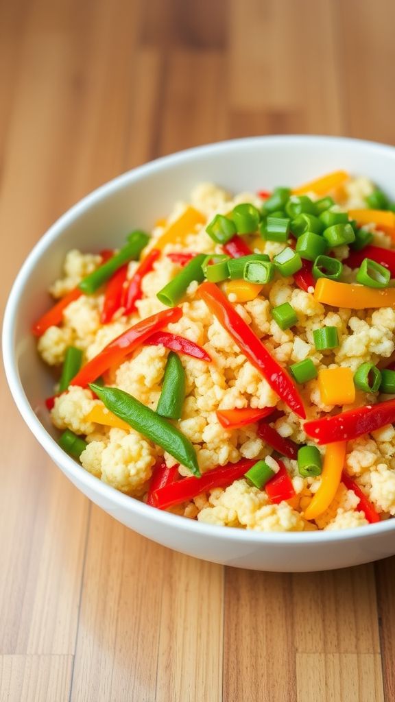 Cauliflower Rice Stir-Fry with Mushrooms and Bell Peppers