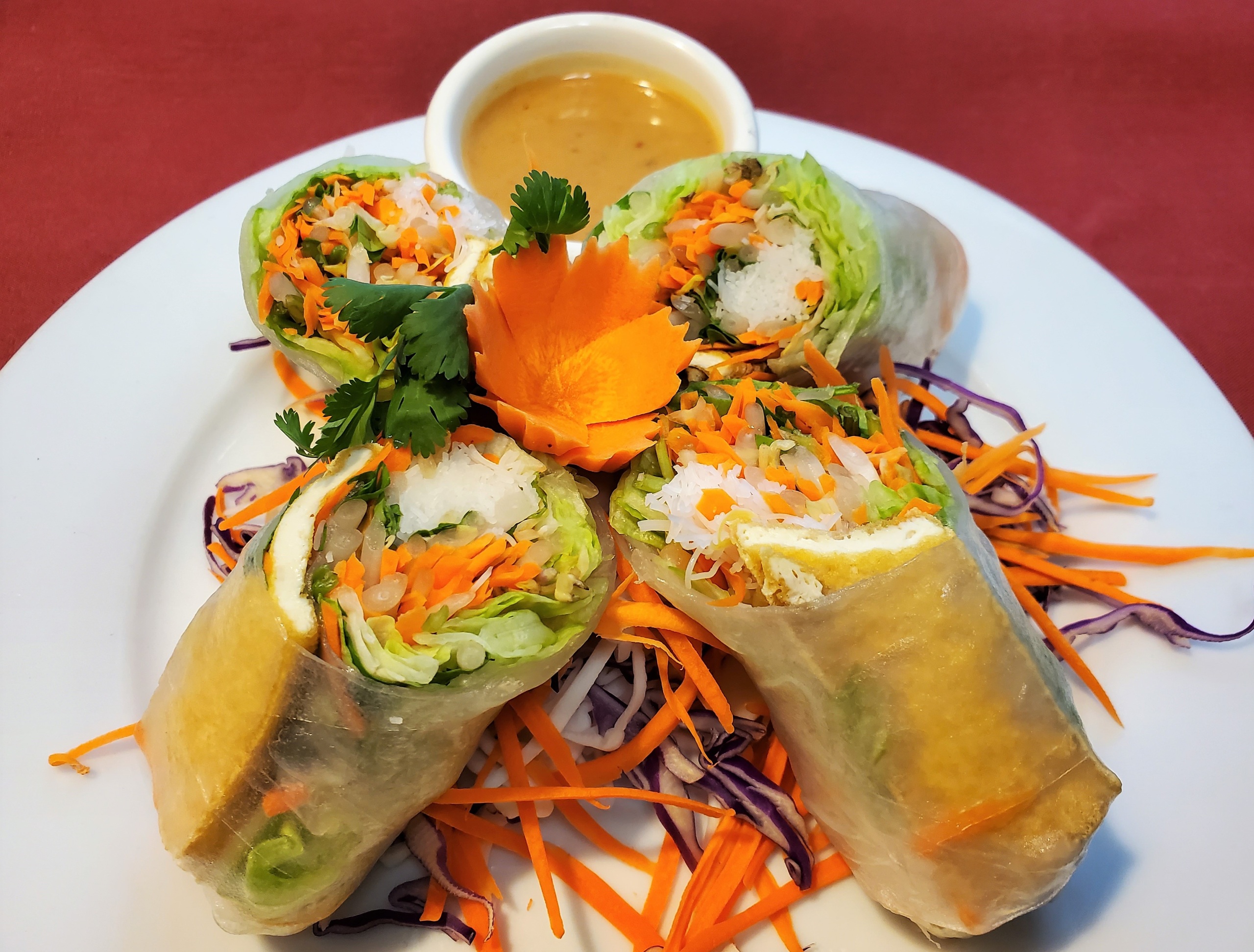 Crispy Tofu Spring Rolls with Sweet Chili Dip