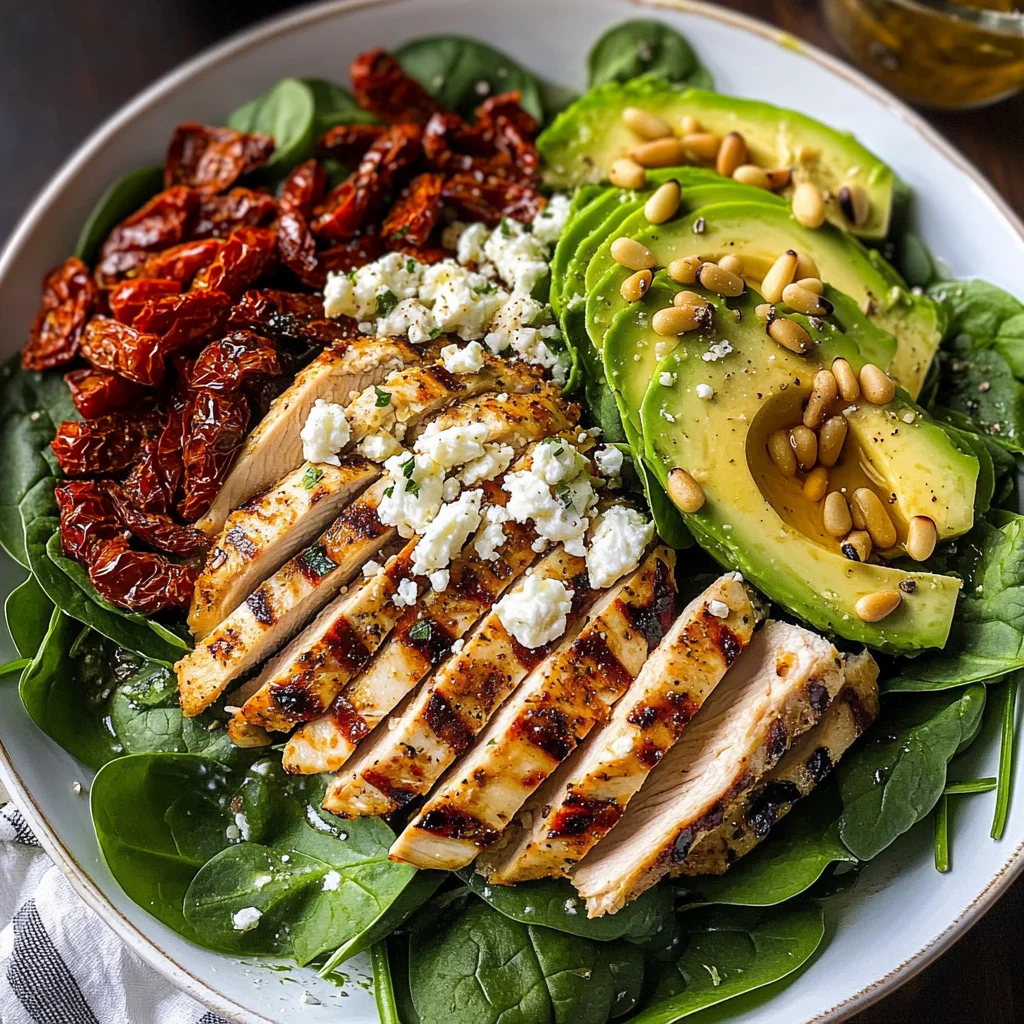 Pan-Seared Chicken with Avocado Spinach Salad