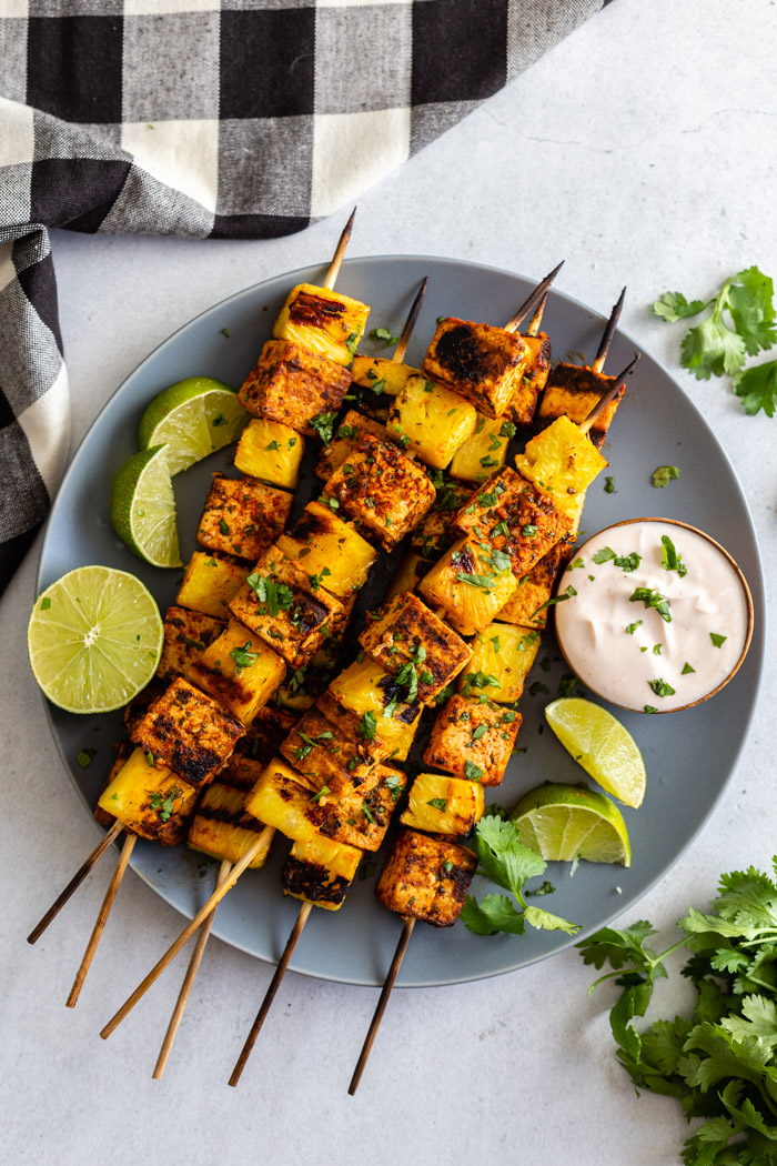 Sweet & Smoky Marinated Tofu Skewers with Pineapple