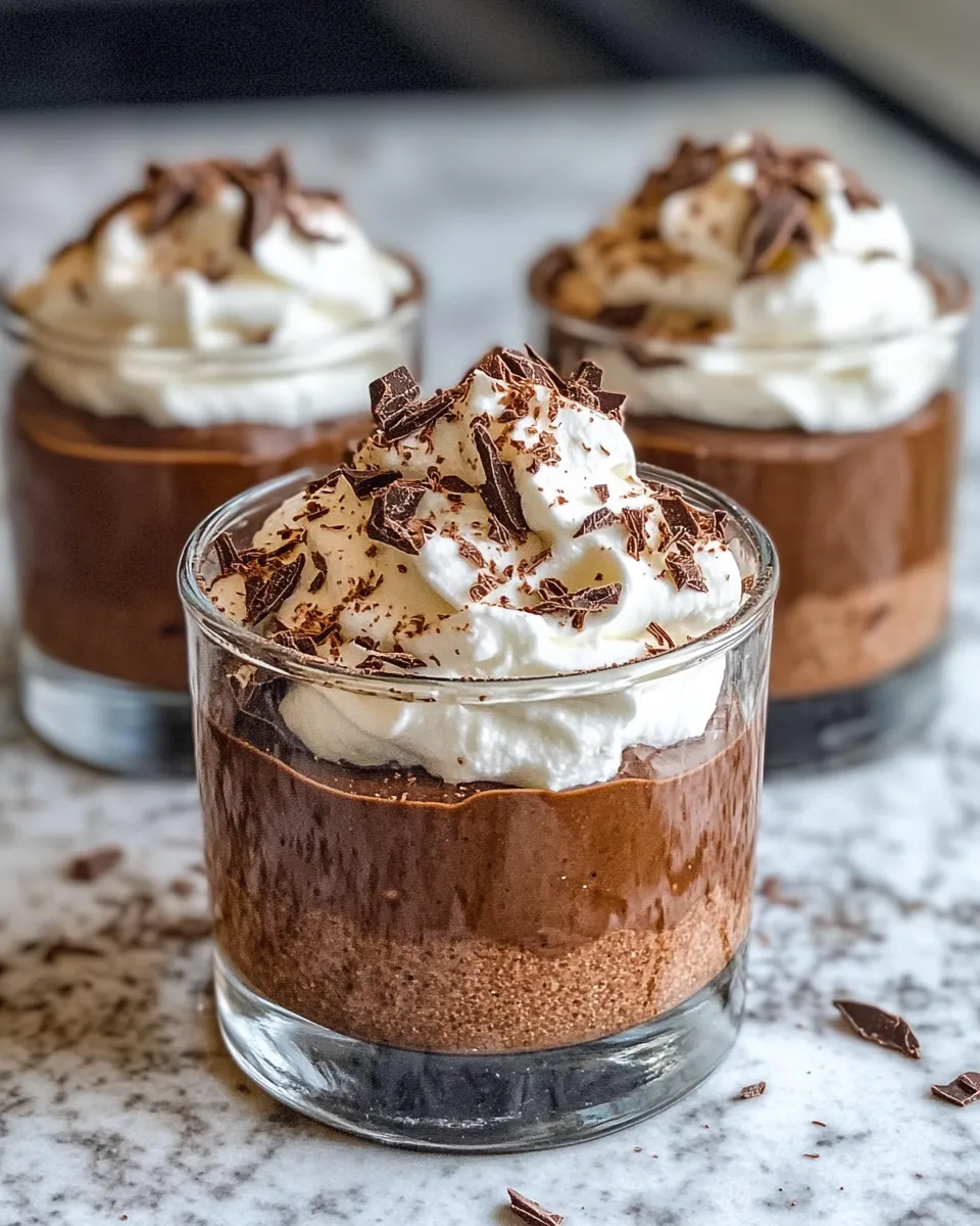 No-Bake Chocolate Espresso Mousse Cups with Whipped Cream
