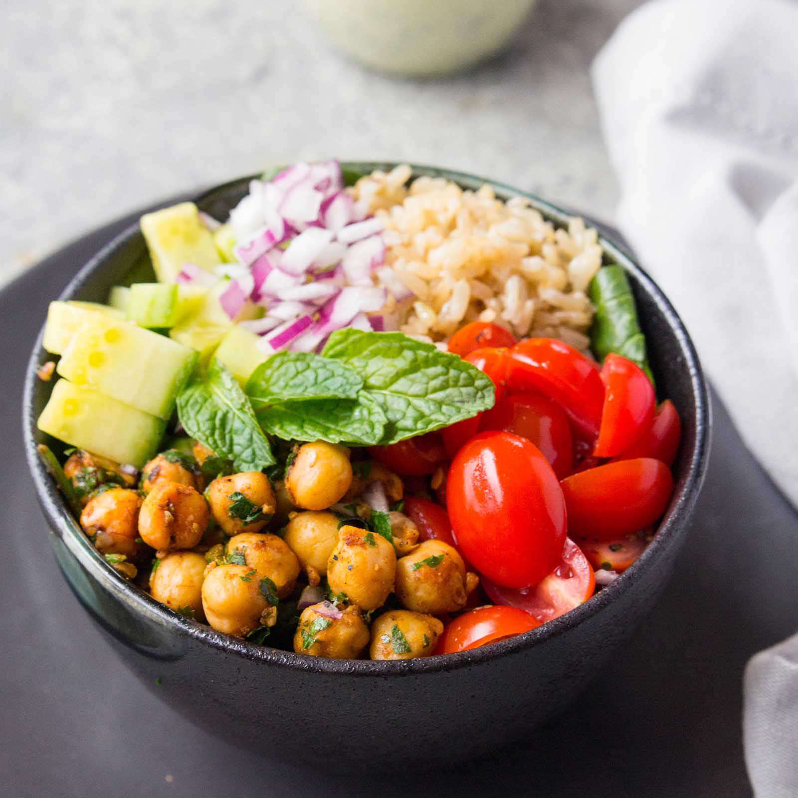 Mediterranean Chickpea Power Bowl with Lemon-Tahini Dressing