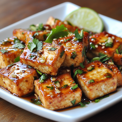 Stir-Fried Tofu with Aged Soy Sauce and Garlic Greens