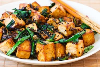 Stir-Fried Tofu with Ginger, Scallions, and Soy Glaze