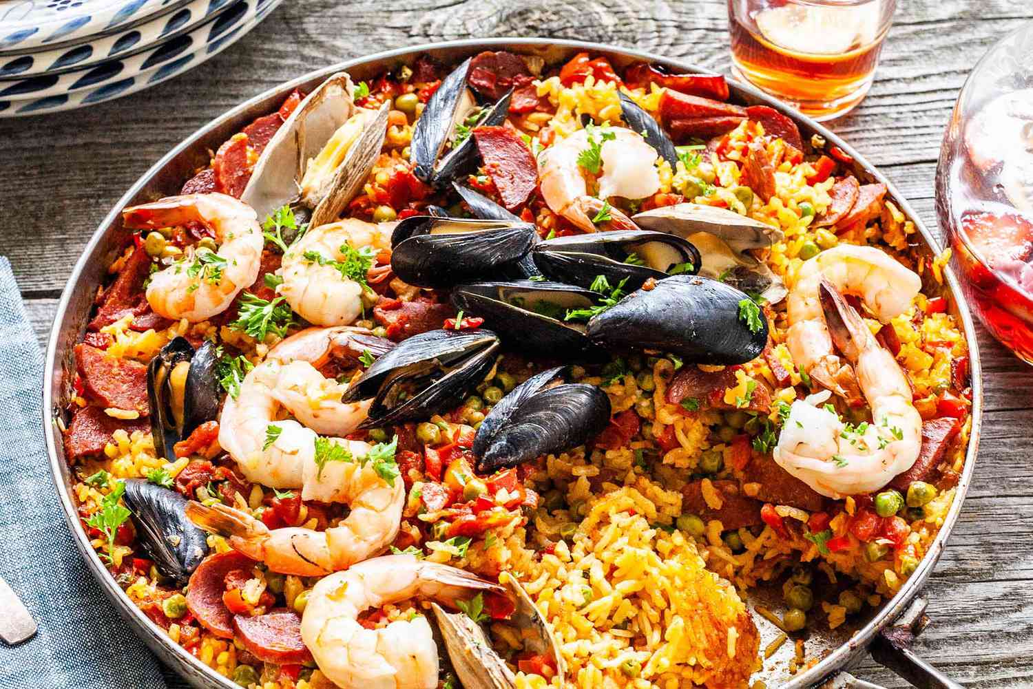 Hidden Layers Seafood Paella with Saffron and Chorizo