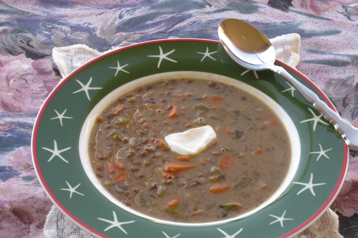 Sautéed Mushroom and Lentil Soup with Thyme