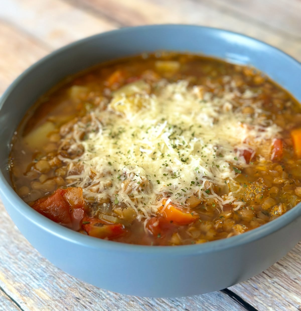 One-Pot Italian Lentil Soup with Pancetta and Parmesan