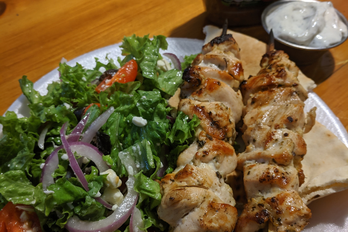 Baked Chicken Souvlaki with Lemon-Oregano Marinade