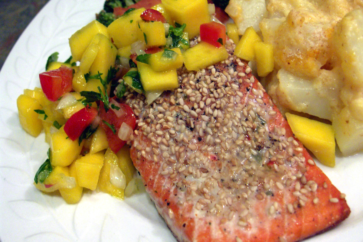 Pan-Seared Salmon with Mango and Avocado Salsa