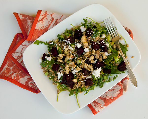 Baked Farro Salad with Roasted Beets and Feta