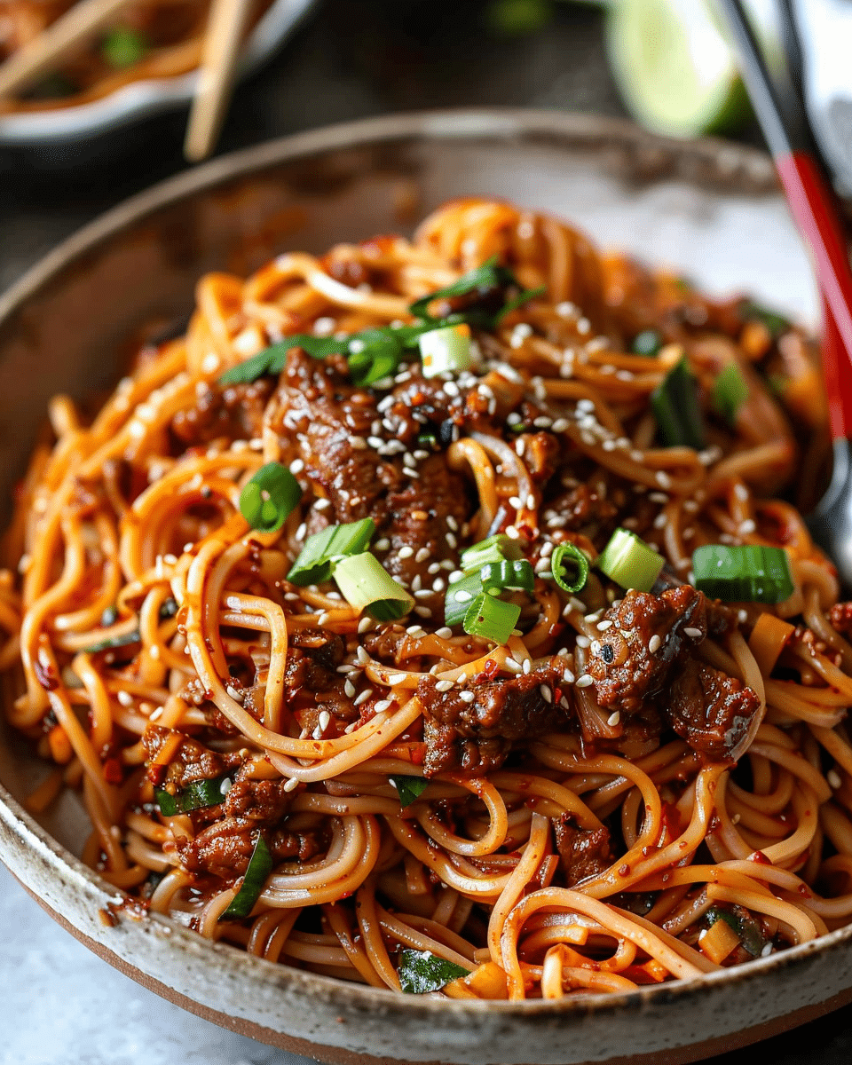 Spicy Korean-Style Beef Stir-Fry with Gochujang and Sesame