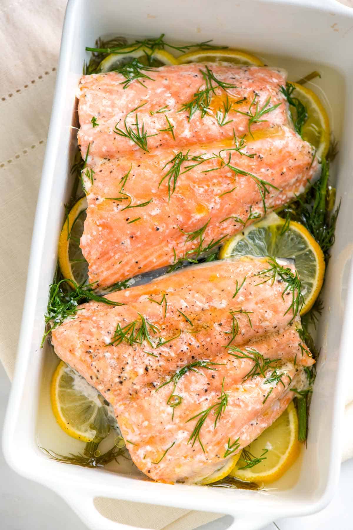 Oven-Baked Salmon with Lemon Dill Sauce