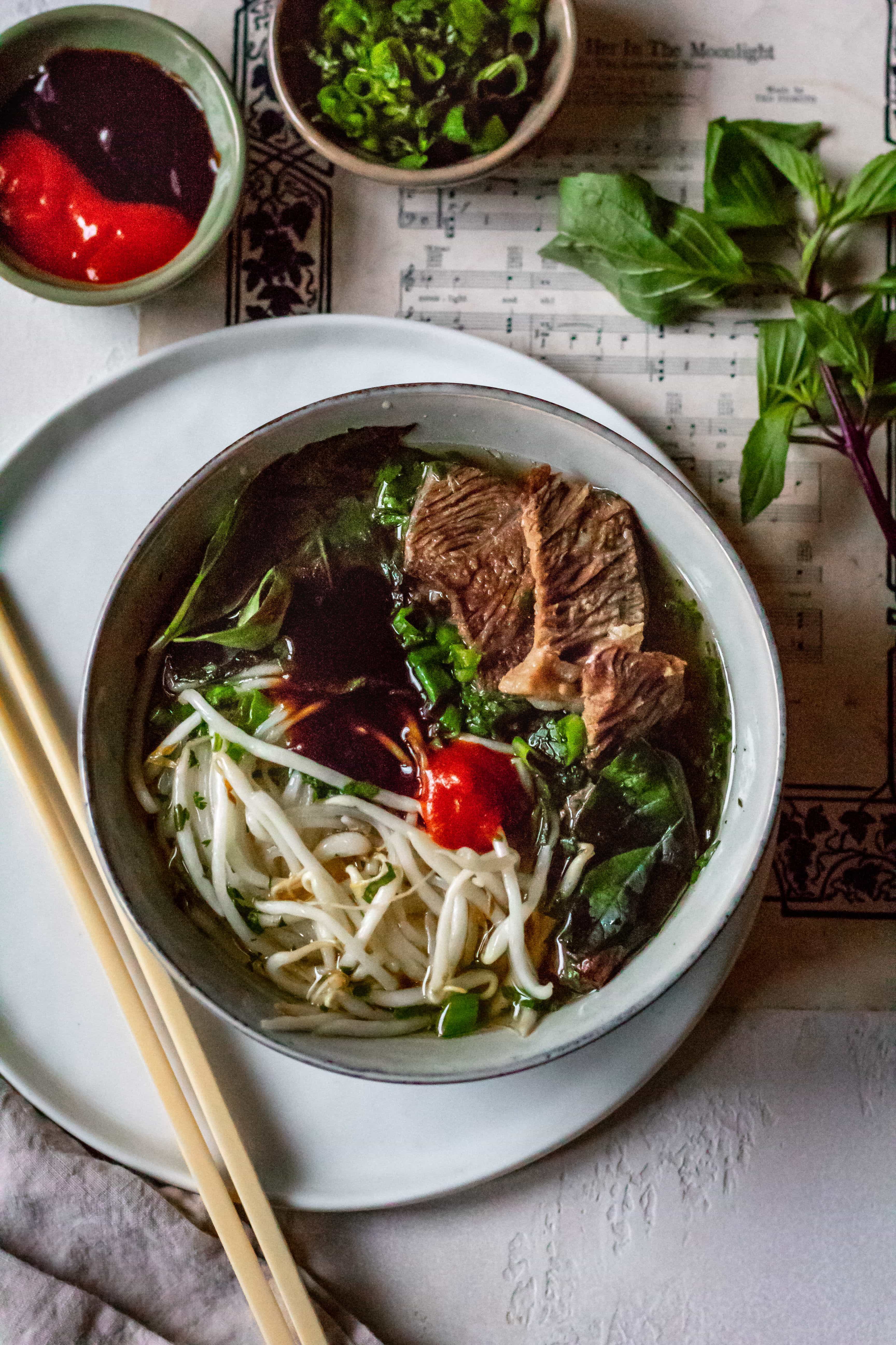 Authentic Vietnamese Pho Bo with Herbs