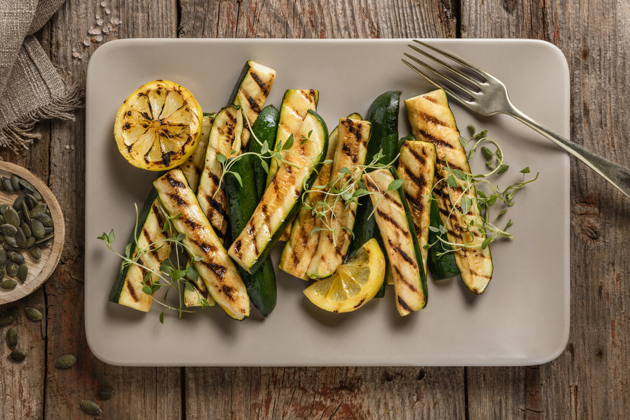 Grilled Lemon-Garlic Chicken with Charred Zucchini