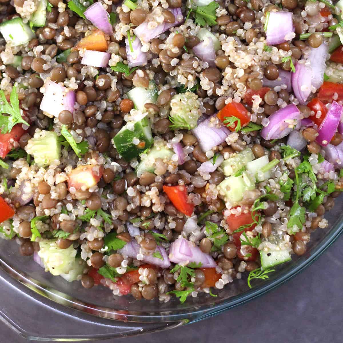 Gluten-Free Vegan Lentil and Quinoa Salad with Citrus Dressing