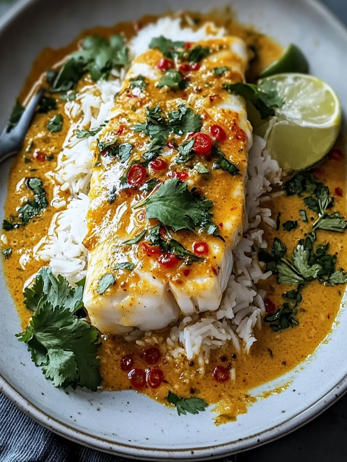 Baked Cod with Sofrito and Coconut Rice
