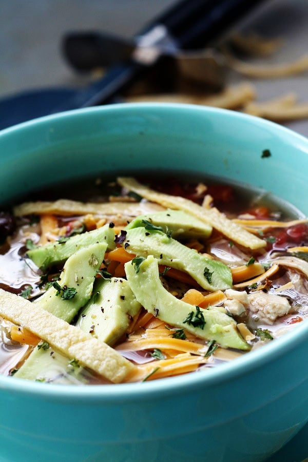 Spicy Mexican-Inspired Tortilla Soup with Avocado