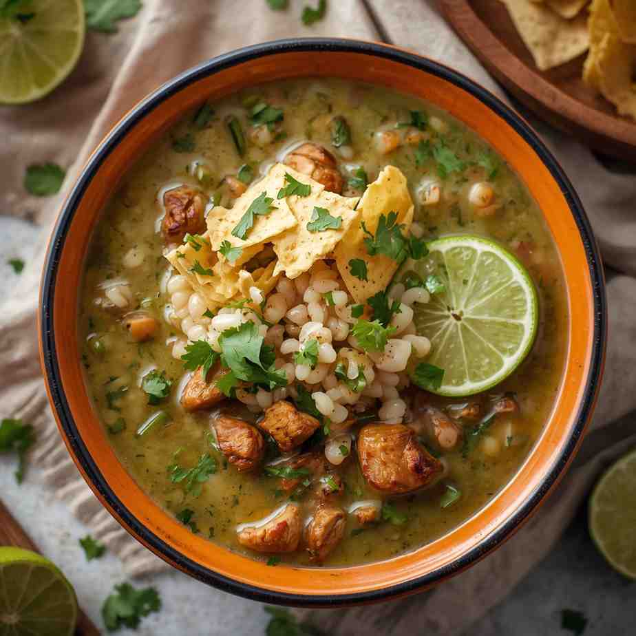 Spiced Chicken and Hominy Pozole Verde