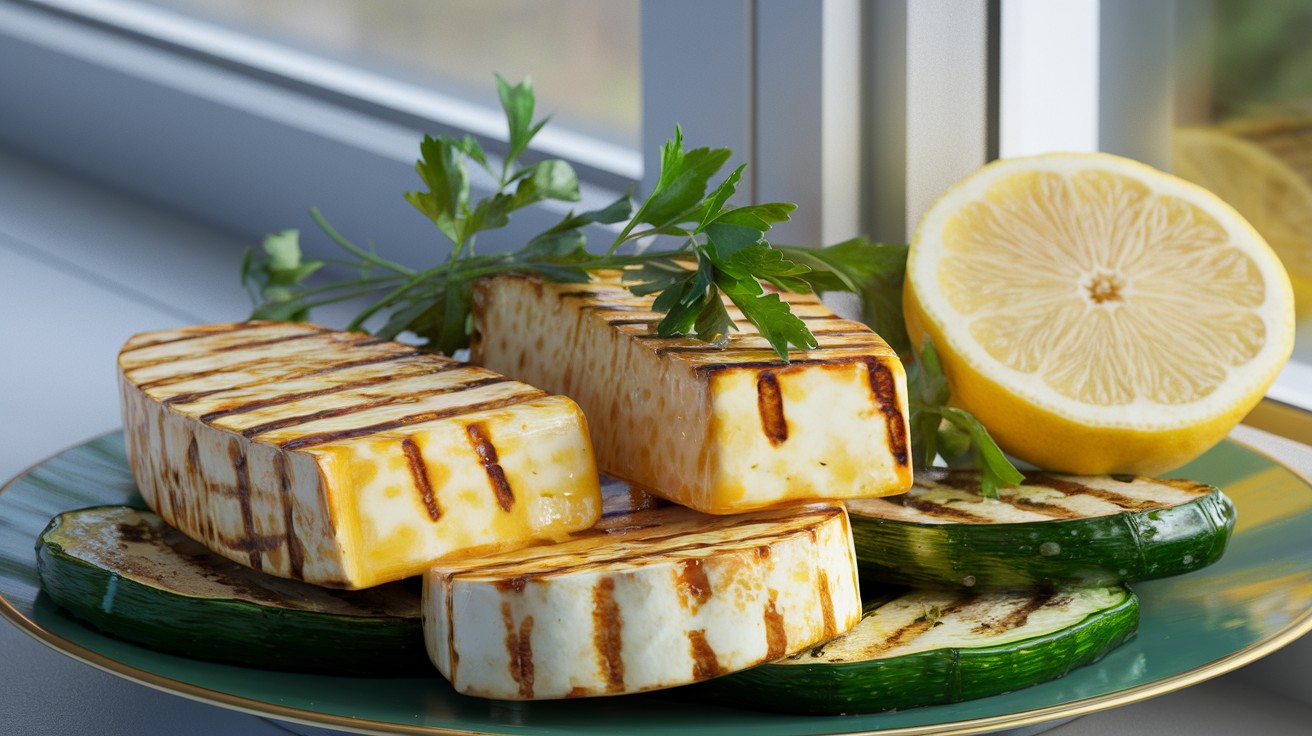 Grilled Halloumi and Zucchini Salad with Lemon-Oregano Dressing