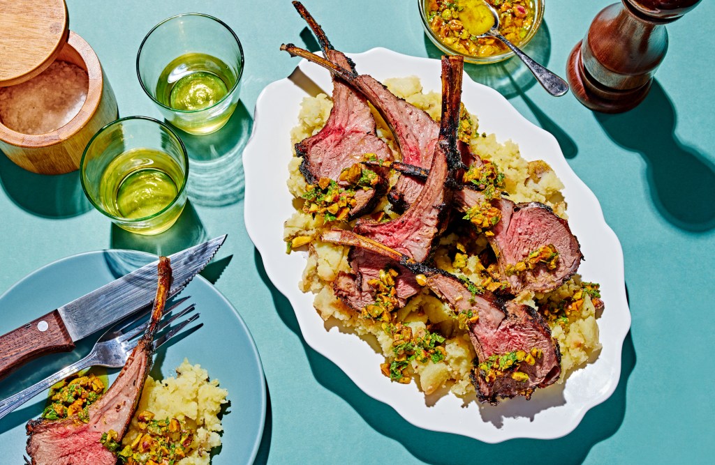 Lemon-Oregano Grilled Lamb Chops with Garlic Yogurt Dip