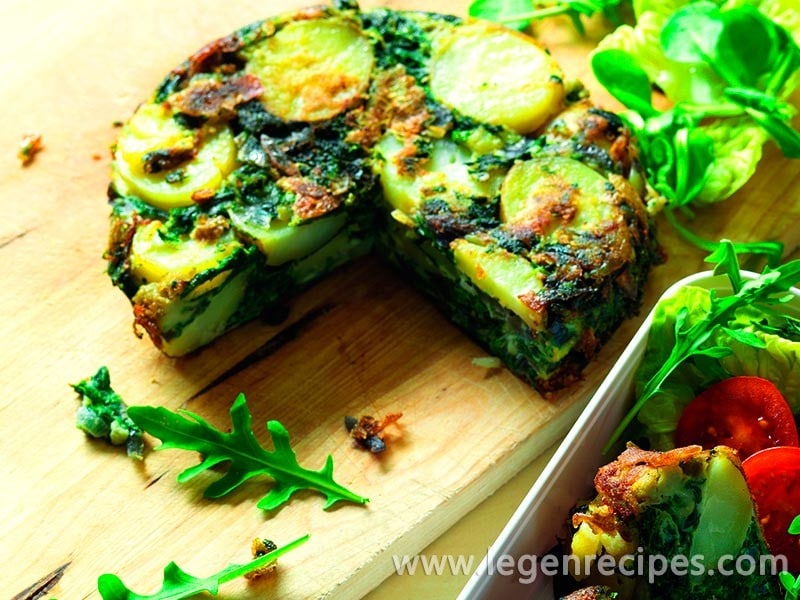Rustic Potato and Spinach Tortilla with Manchego