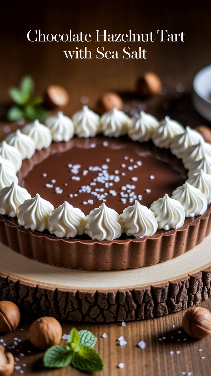 No-Bake Chocolate Hazelnut Tart with Sea Salt