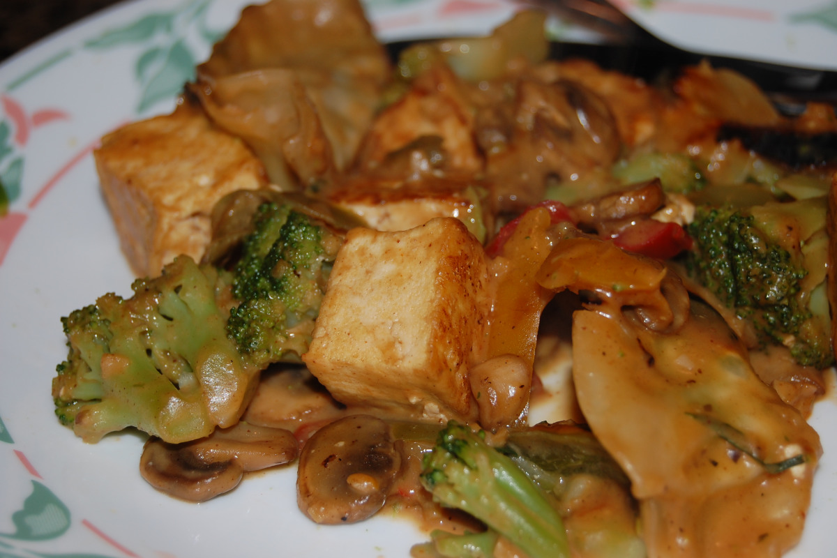 Crispy Tofu Stir-Fry with Ginger-Soy Glaze and Snow Peas