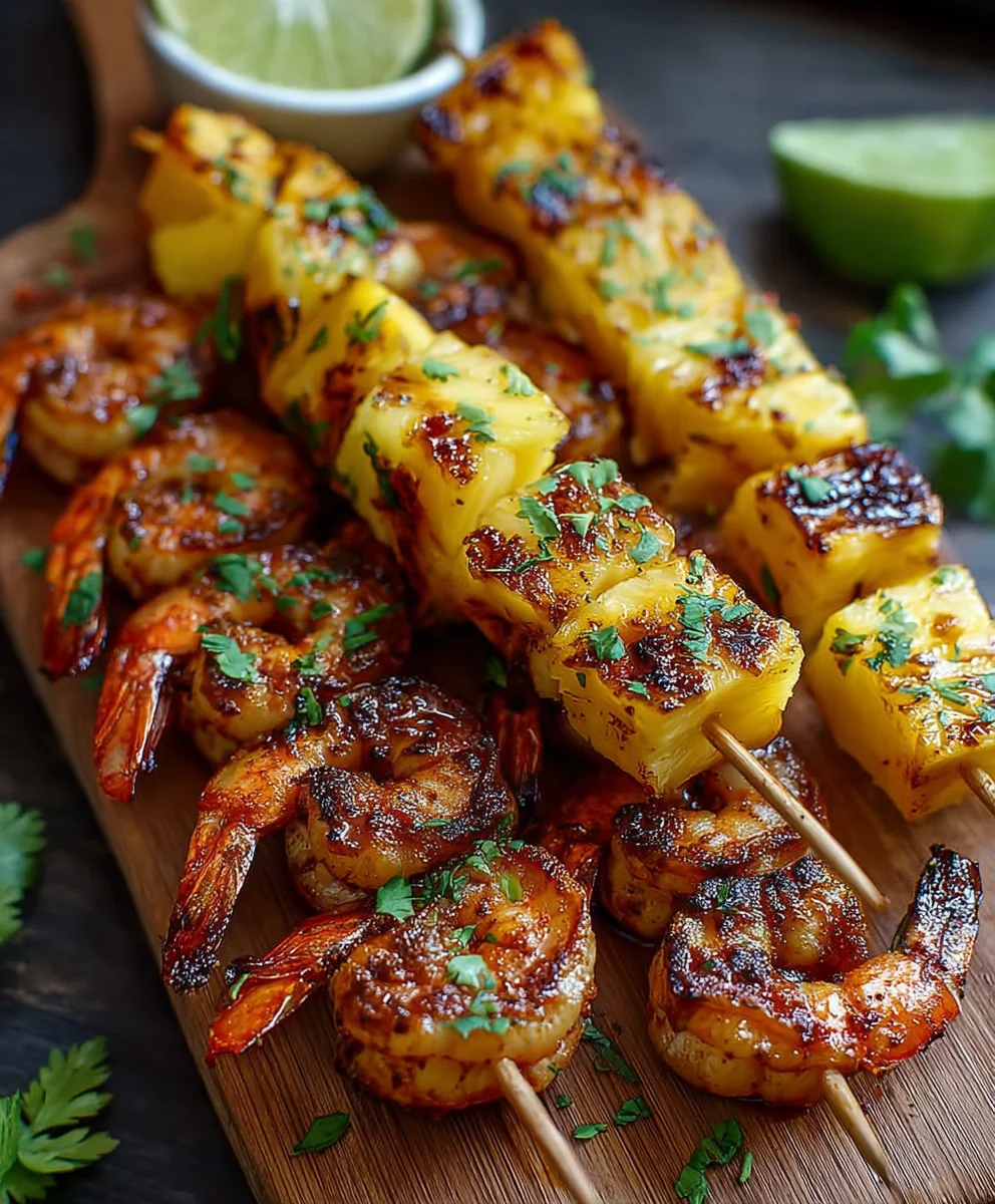 Grilled Pineapple and Jerk-Spiced Shrimp Skewers
