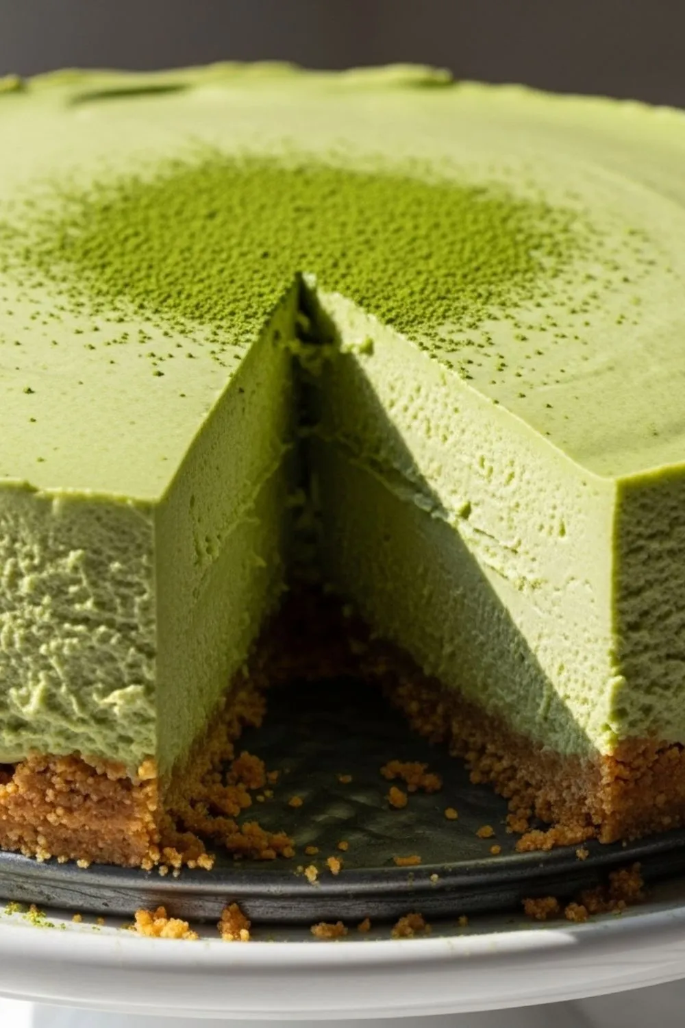 No-Bake Matcha Cheesecake with Ginger Crust
