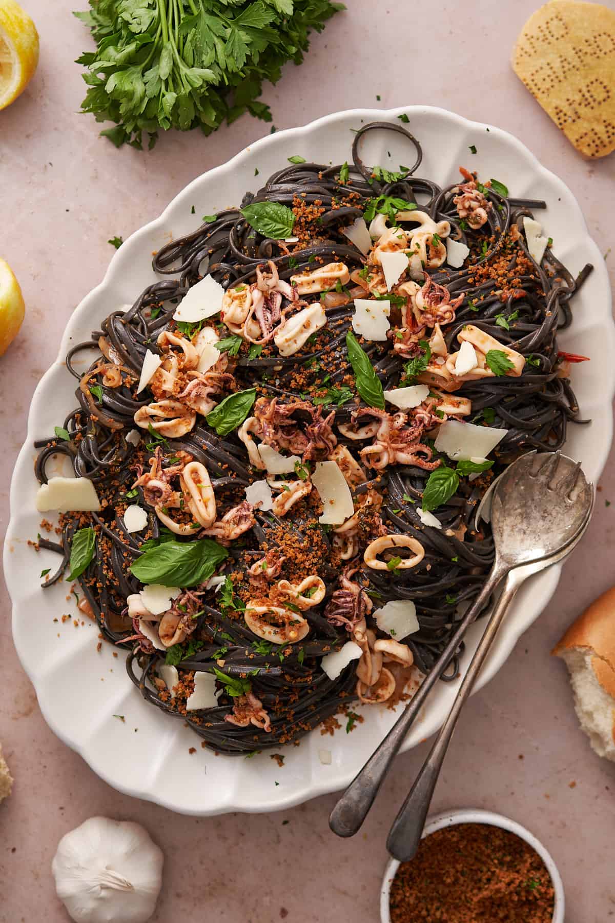 Black Garlic and Squid Ink Pasta with Chili and Lemon Zest
