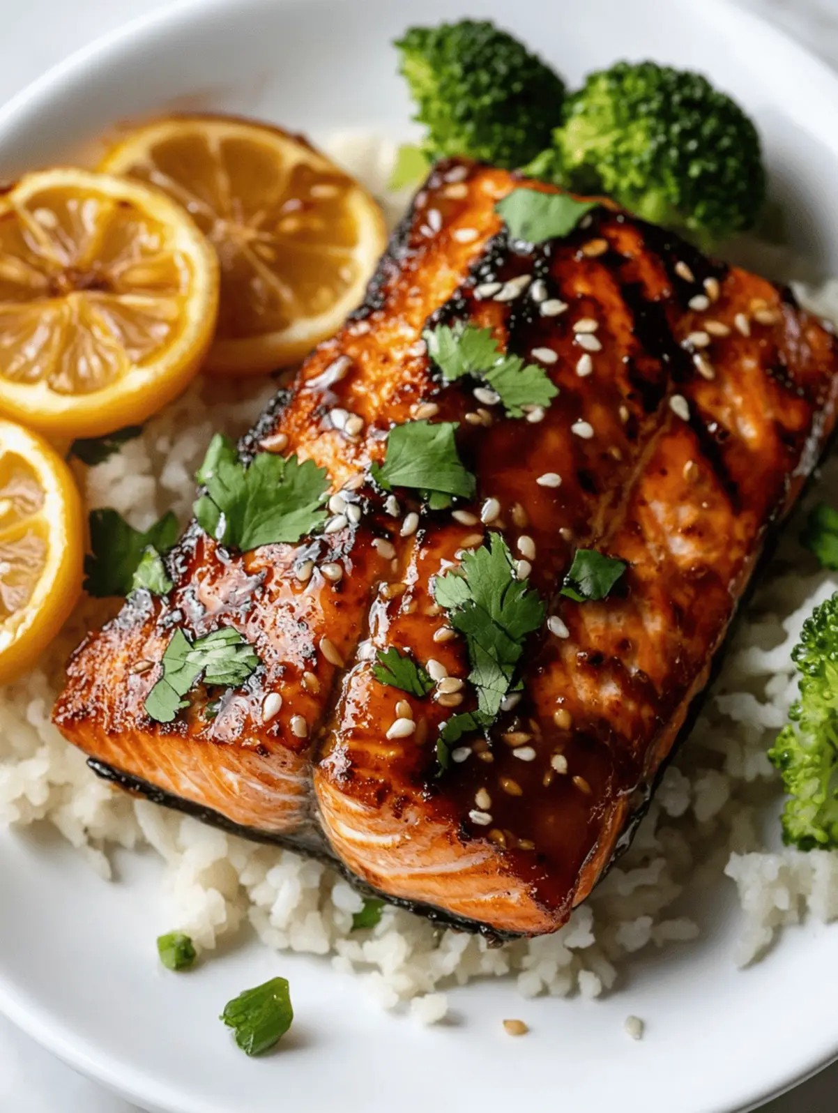 Garlic-Soy Glazed Salmon with Steamed Jasmine Rice