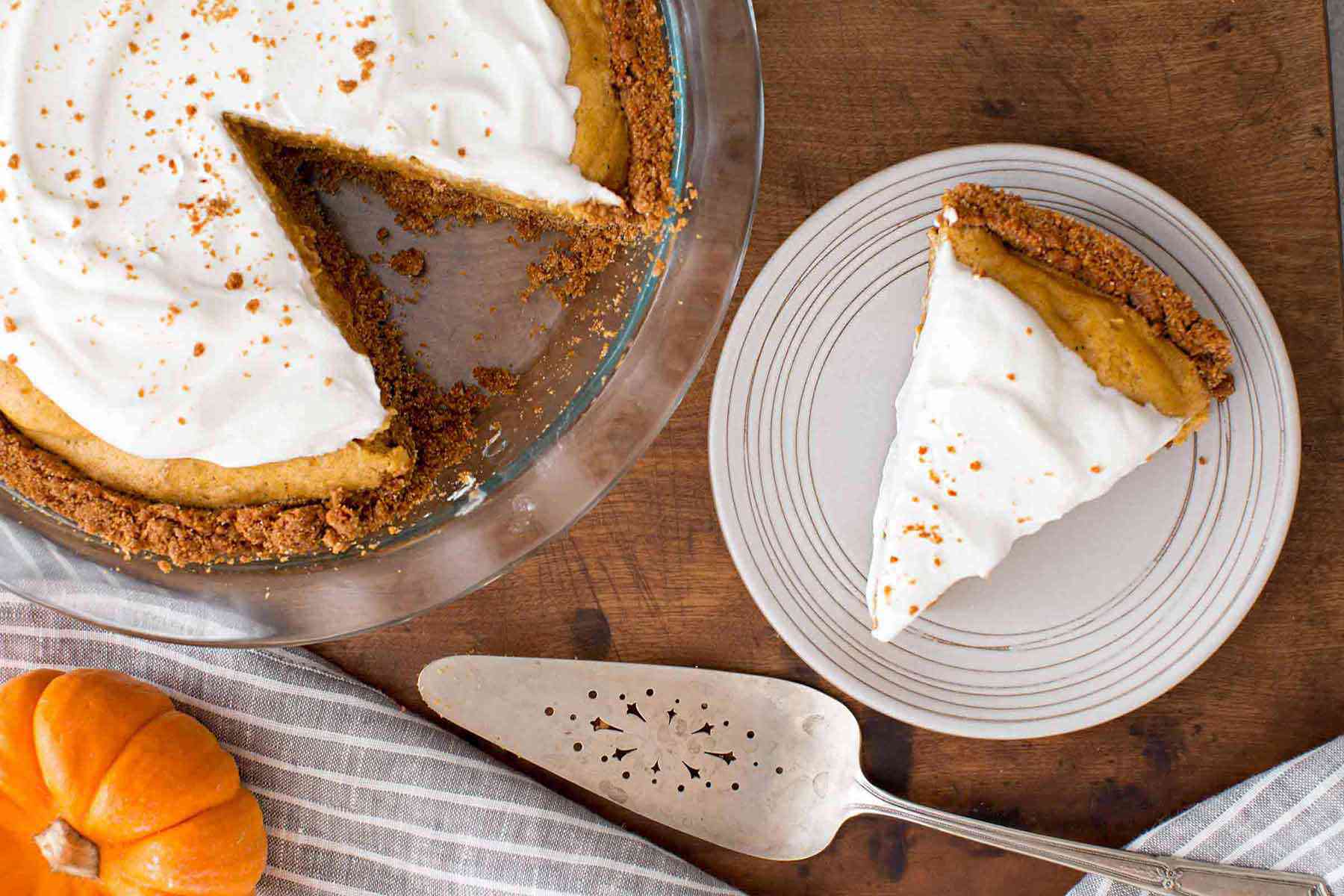 Pumpkin Spice Chiffon Pie with Gingersnap Crust
