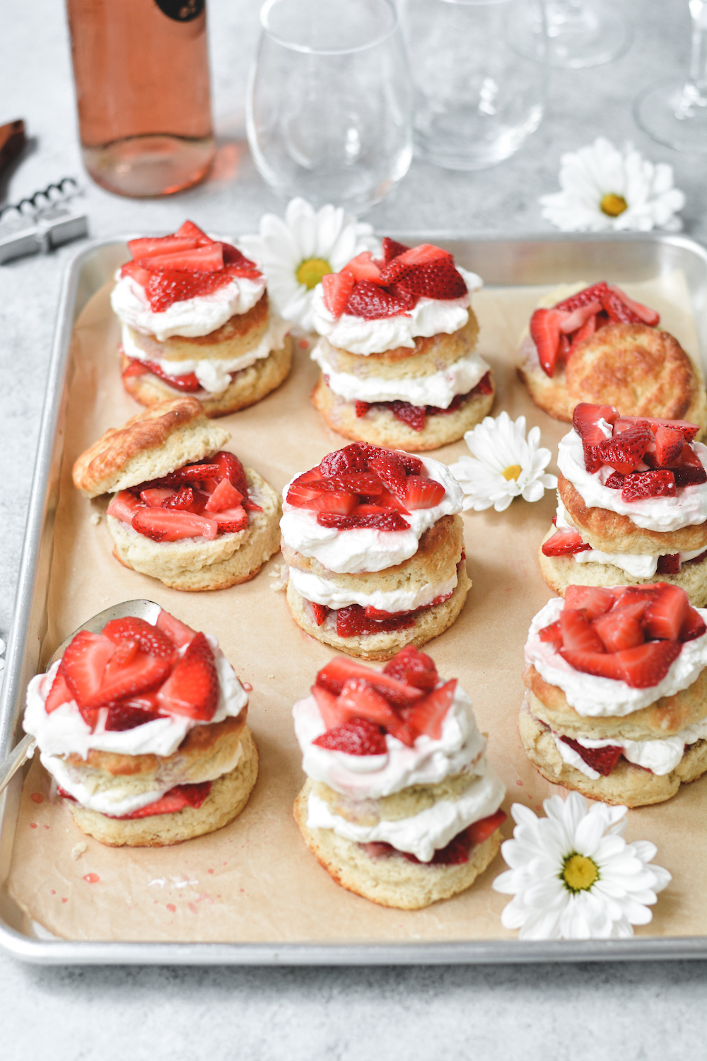 Chocolate-Dipped Strawberry Shortcakes with Rose Cream