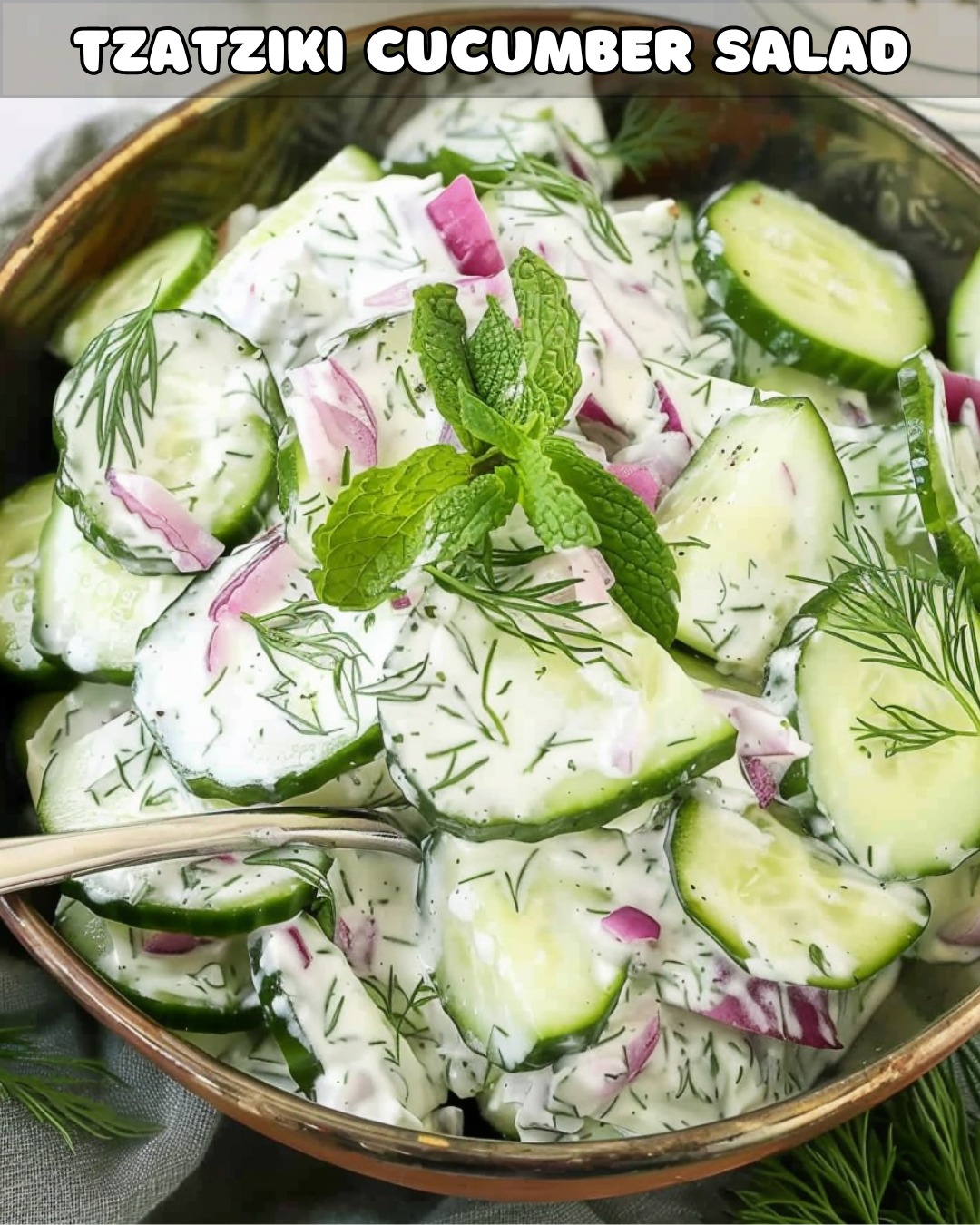 Crisp Tzatziki Cucumber Salad with Dill and Garlic