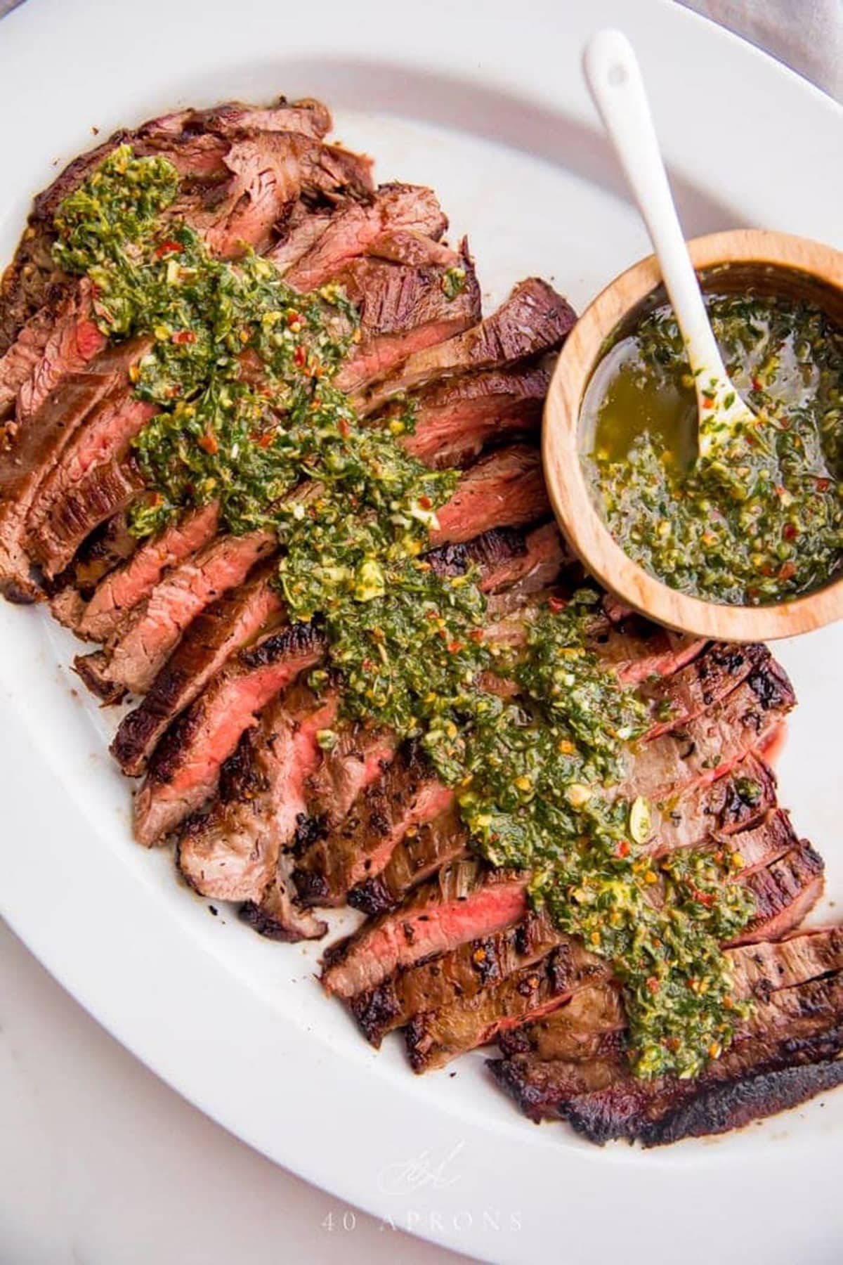 Smoky Charcoal-Grilled Beef Flank Steak with Chimichurri