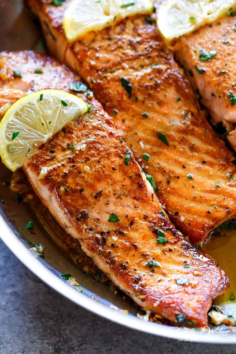 Pan-Seared Salmon with Garlic Butter and Lemon Zest